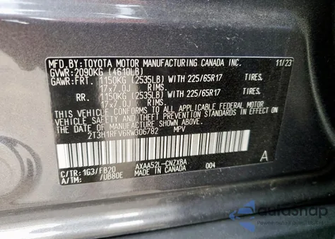 2024 Toyota Rav4 Le z USA, uszkodzony, nr VIN 2T3H1RFV6RW306782